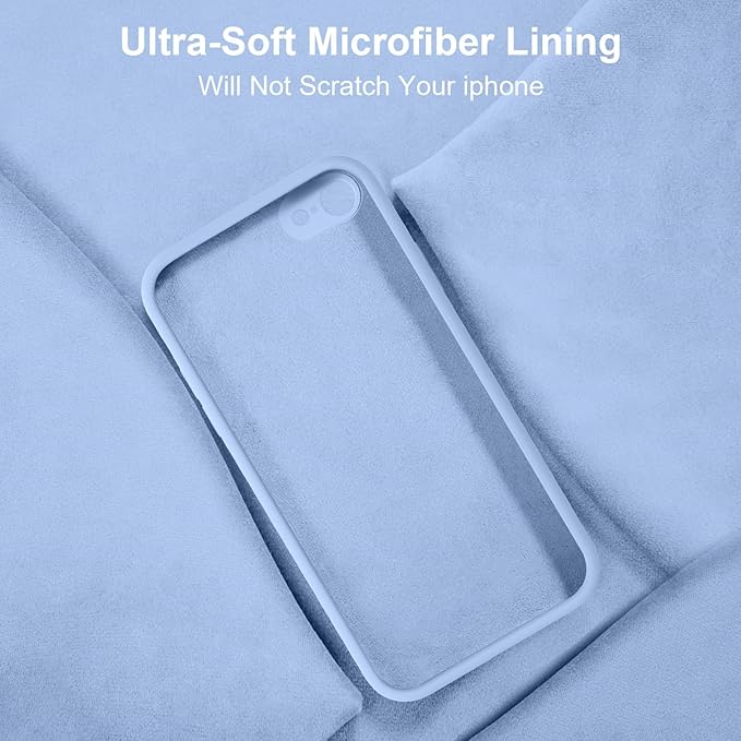 Vooii for iPhone SE Case 2022/3rd/2020,iPhone 8/7 Case, Upgraded Liquid Silicone with [Flat Edges] [Camera Protection] [Soft Anti-Scratch Microfiber Lining] Phone Case for iPhone SE - Light Blue