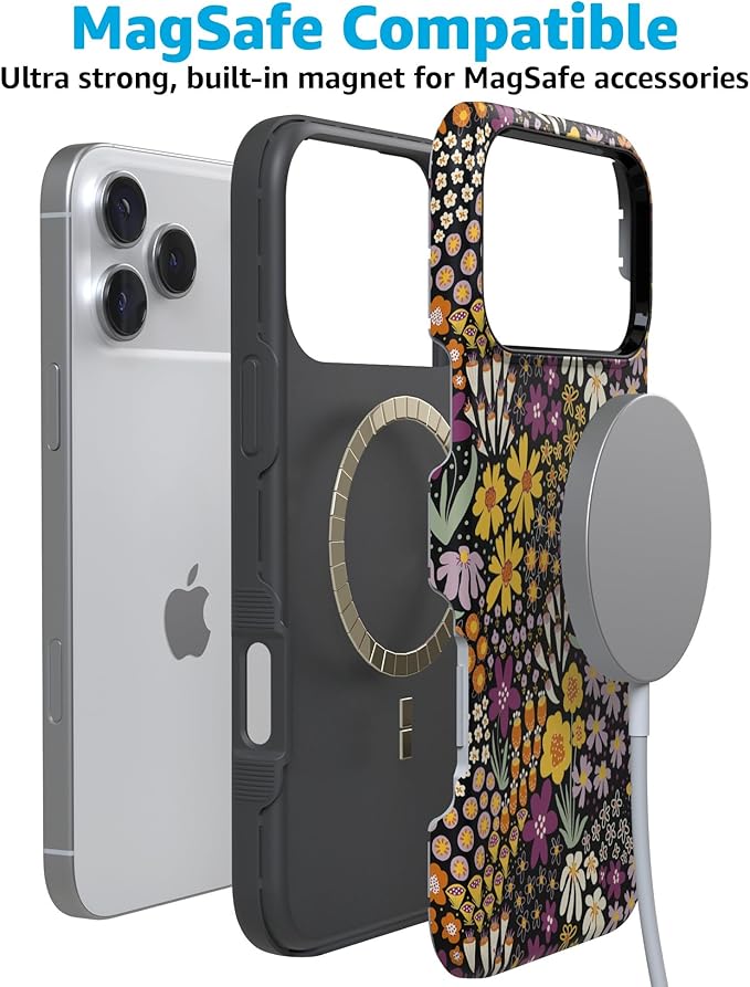 Casely iPhone 17 Pro Case | Falling for You | Plum Floral | Compatible with MagSafe | Bold Protective Design