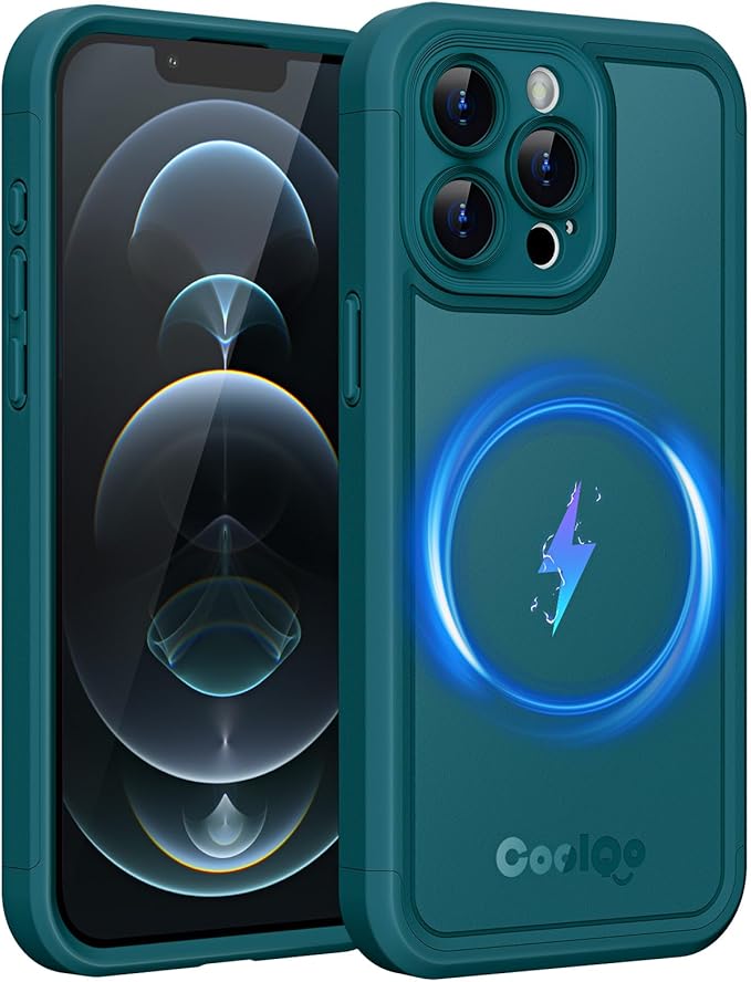 COOLQO Magnetic for iPhone 12 Pro Case, Compatible with MagSafe, Dual Layer Design Military Grade Protection, Translucent Matte Scratch-Resistant Back Protective Shockproof Phone Case, Green
