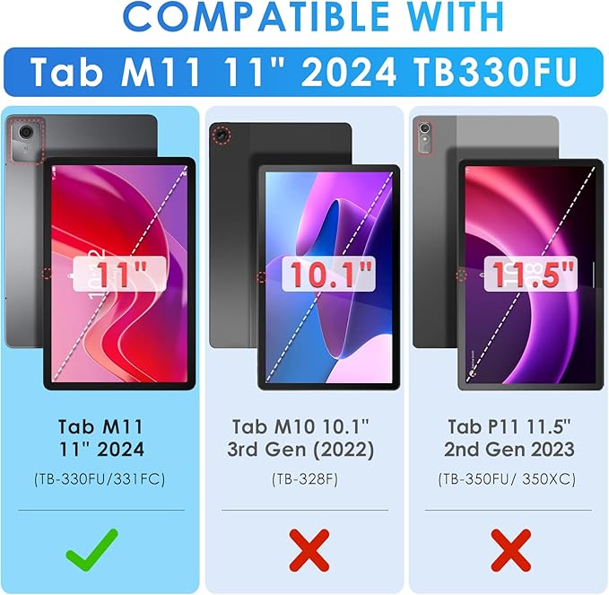 DETUOSI Case Compatible with Lenovo Tab M11/ K11 LTE 11 inch (TB-330FU/330XU), Full-Body Shockproof Protective Case with Shoulder Strap, 360 Rotating Stand Case for Lenovo Tab M11, Camouflage Blue