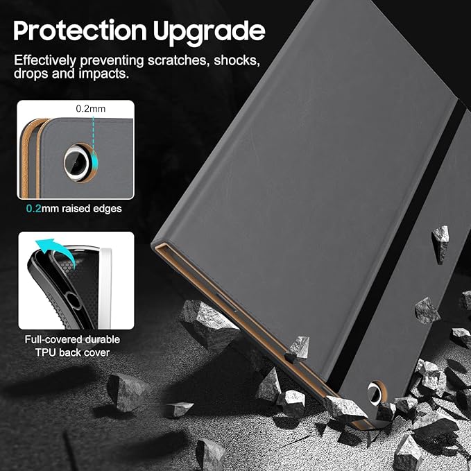 OKP Case for Samsug Galaxy Tab A9+ Plus 11 inch 2024(SM-X210/X216/X218), PU Leather Folio Cover with Multi-Angle Stand//Pen Holder, Auto Wake/Sleep Case for Galaxy A9+ 11" Tablet (Gray)