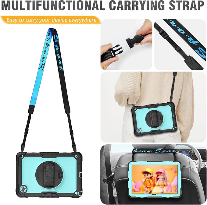 HXCASEAC Case for Lenovo Tab M11/K11 LTE 11’’ with Screen Protector/Pen Holder/Rotating Hand Strap/Stand, Protective M11 Tablet Case (TB-330FU/TB-330XU) Cover 2024, Light Blue