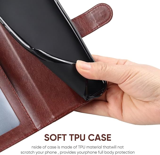 for iPhone 13 Case, iPhone 14 Wallet Case with Tempered Glass Screen Protector, Flower Leather Flip Protective Case Credit Card Holder Stand Phone Cover for iPhone 14 Brown