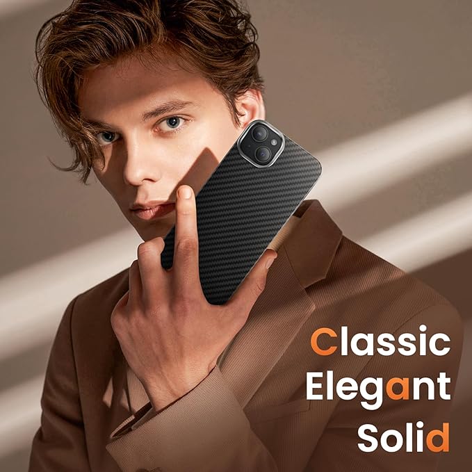 Diaclara Slim Magnetic Series Designed for iPhone 15 Case 6.1'',[1500D Aramid Fiber] [Built in Magnet Ring] Strong Compatible with Mag-Safe, Protective Shockproof Bumper for iPhone 15, Black