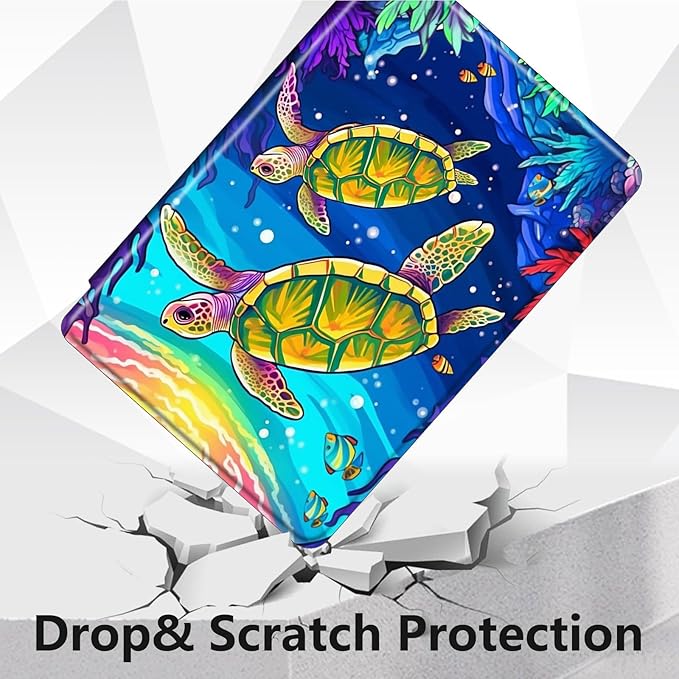 Case for Lenovo Tab M10 Plus 10.3", 360 Degree Rotating Folding Stand,with Auto Sleep/Wake Case for Lenovo Tab M10 Plus (2020 2nd Gen) TB-X606F/TB-X606X 10.3" FHD Tablet,Green Corals sea Turtle