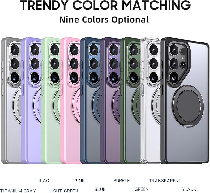 Magnetic Stand Case for Samsung Galaxy S25 Ultra [with 2 Tempered Glass Film] [360° Rotation Magnetic Stand] [Compatible with Magsafe] Military-Grade Drop Protection Case, Green