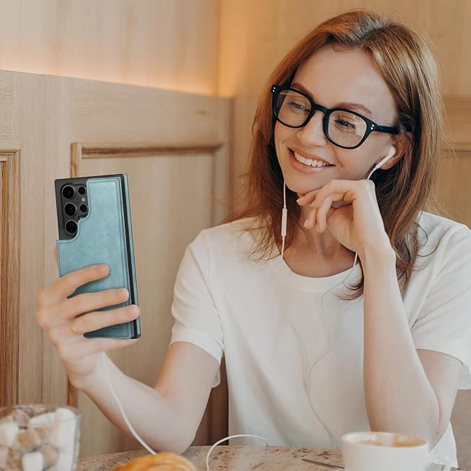 DJDUCK Designed for Samsung Galaxy S25 Ultra Case Wallet with Card Holder, [Magnetic Clasp Cover] [RFID Blocking Leather Protection] Shockproof Women Men Cases for Samsung S25 Ultra Sky Blue