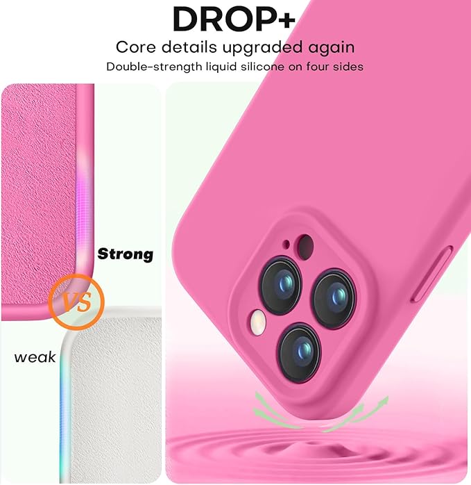 Vooii Compatible with iPhone 16 Pro Max Case, Liquid Silicone Upgrade [Camera Protection] [Soft Anti-Scratch Microfiber Lining] Shockproof Phone Case for iPhone 16 Pro Max 6.9 inch - Pitaya