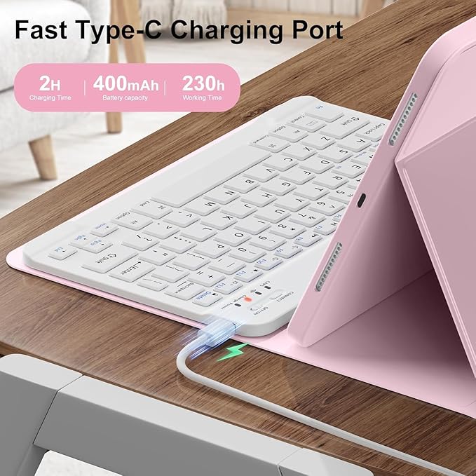 Keyboard Case for Galaxy Tab S10 Plus/S9 Plus/S9 FE Plus/S8 Plus/S7 Plus/S7 FE 12.4 Inch, 7 Color Rainbow Backlight Detachable Magnetic Keyboard Cover with S Pen Holder,Black