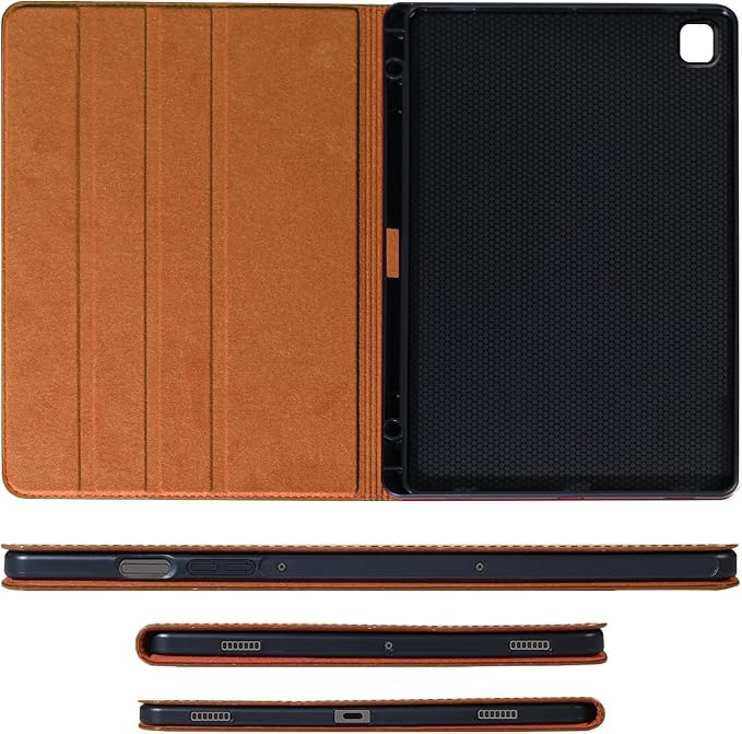 for Samsung Galaxy Tab A9 8.7 inch Case with S Pen Holder 2023 Model(SM-X110/X115/X117) Genuine Leather Cover Protective Shell.Brown