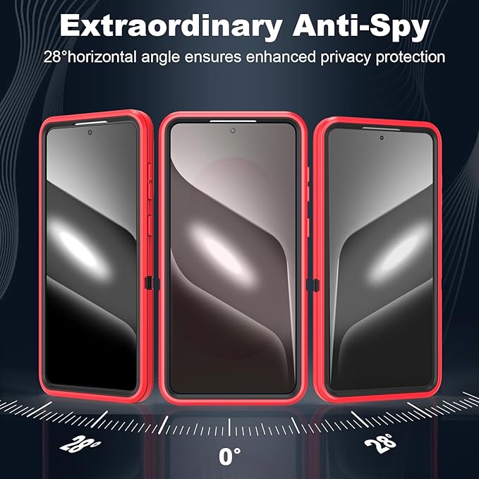 Designed for Samsung Galaxy S25 Edge Case [with Privacy Screen Protector] 3-Layer Full Body Protection Rugged Shockproof Heavy Duty Phone Case Cover, Red/Black