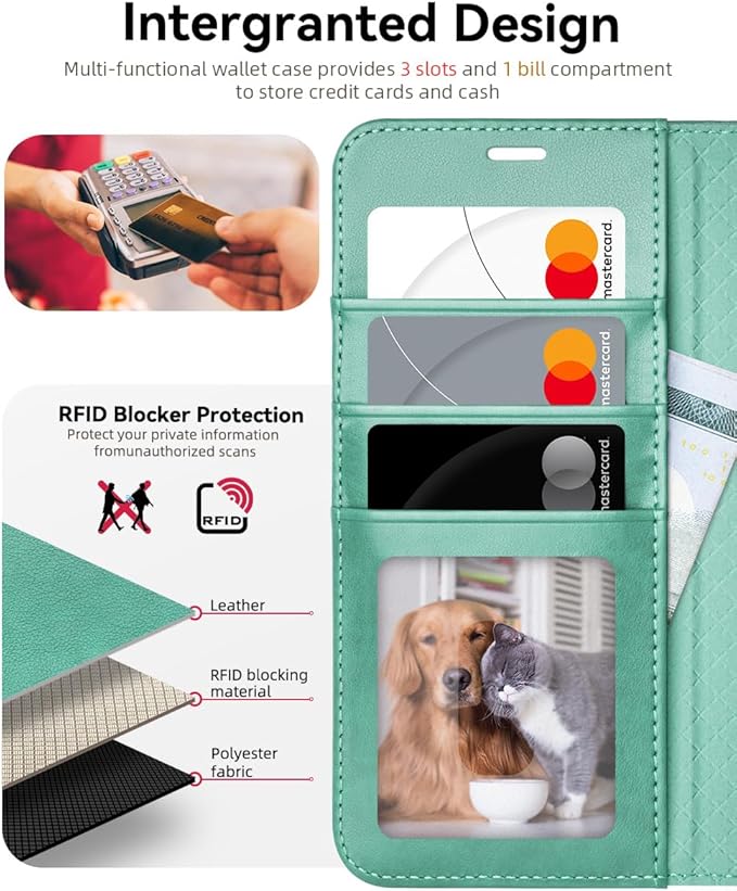 OCASE Compatible with Galaxy S25 Wallet Case, PU Leather Flip Folio Case with Card Holders RFID Blocking Kickstand [Shockproof TPU Inner Shell] Protective Phone Cover 6.2 Inch 2025, Green