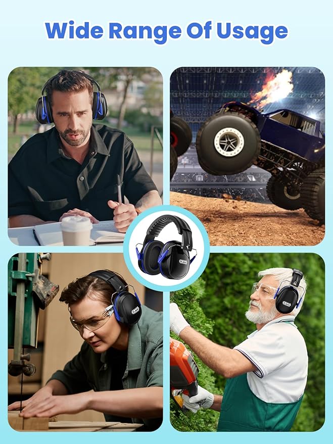 Dr.meter Noise Reduction Ear Muffs, 31dB SNR Ear Protection Safety Earmuffs, Noise Cancelling Headphones Hearing Protection for Gun Range, Yard Work, Mowing, Monster Truck and Firework