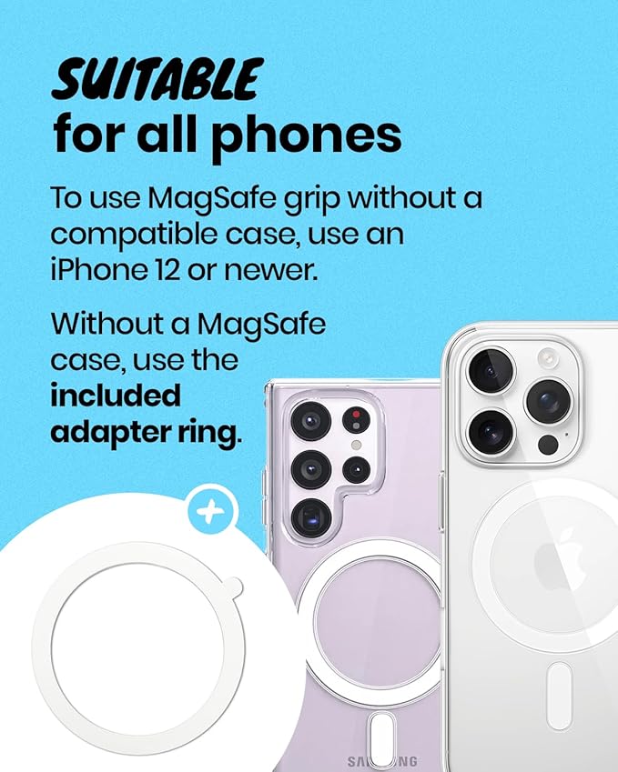 Oval Magnetic Phone Grip – MagSafe Compatible, Translucent Design, Slim and Lightweight, Grip and Stand for iPhone (Violet)