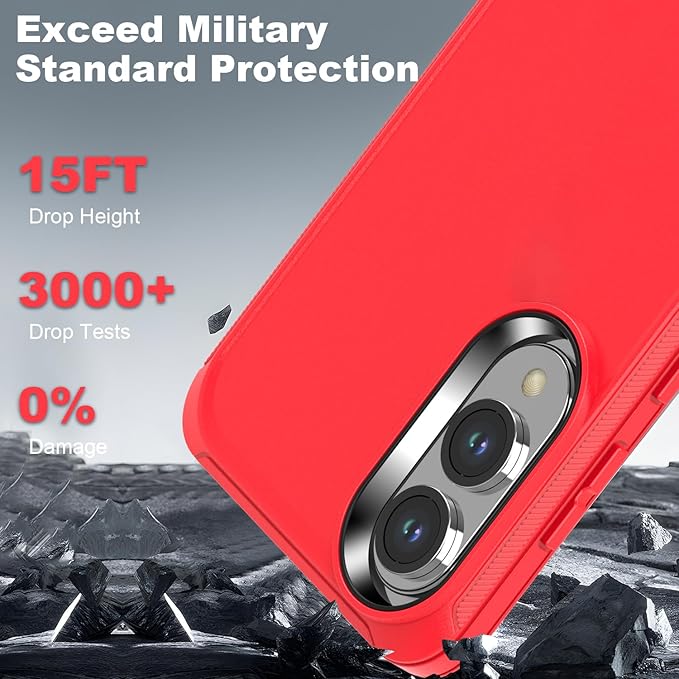 Designed for Samsung Galaxy S25 Edge Case [with Privacy Screen Protector] 3-Layer Full Body Protection Rugged Shockproof Heavy Duty Phone Case Cover, Red/Black