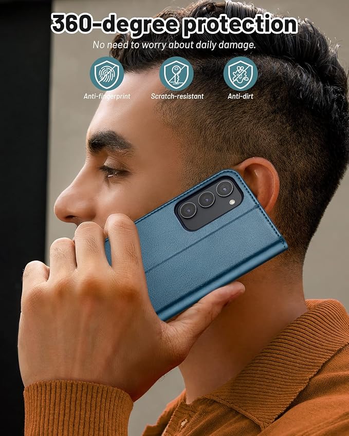 OCASE Compatible with Galaxy S23 5G Wallet Case, PU Leather Flip Folio Case with Card Holders RFID Blocking Kickstand [Shockproof TPU Inner Shell] Phone Cover 6.1 Inch (2023) -Peacock Blue