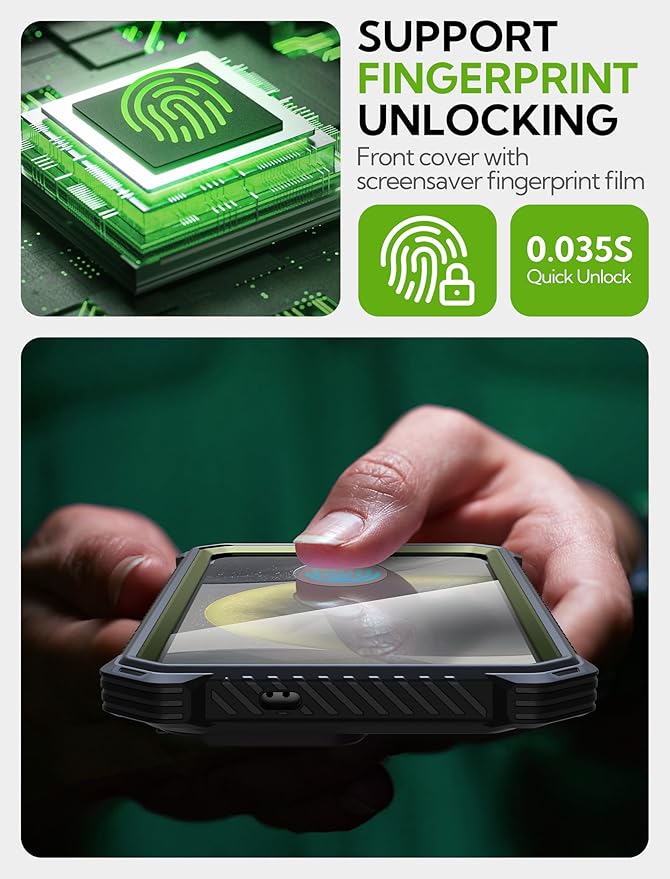 i-Blason for Samsung Galaxy S25 Plus Case with Camera Cover Stand [MagSafe Compatible] [Built-in Screen Protector] Full-Body Military-Grade Protection Rugged Magnetic Phone Case for S25 Plus, Green