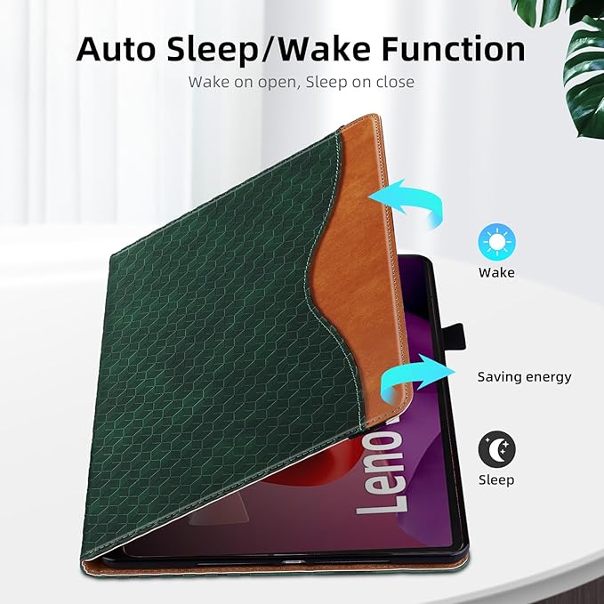 Case for Lenovo Tab P12 12.7 inch (TB370FU),Retro Folio Shell for Lenovo Xiaoxin Pad Pro 12.7 inch Multi-Angle Stand Cover PU Leather with Card Pocket,Retro Green
