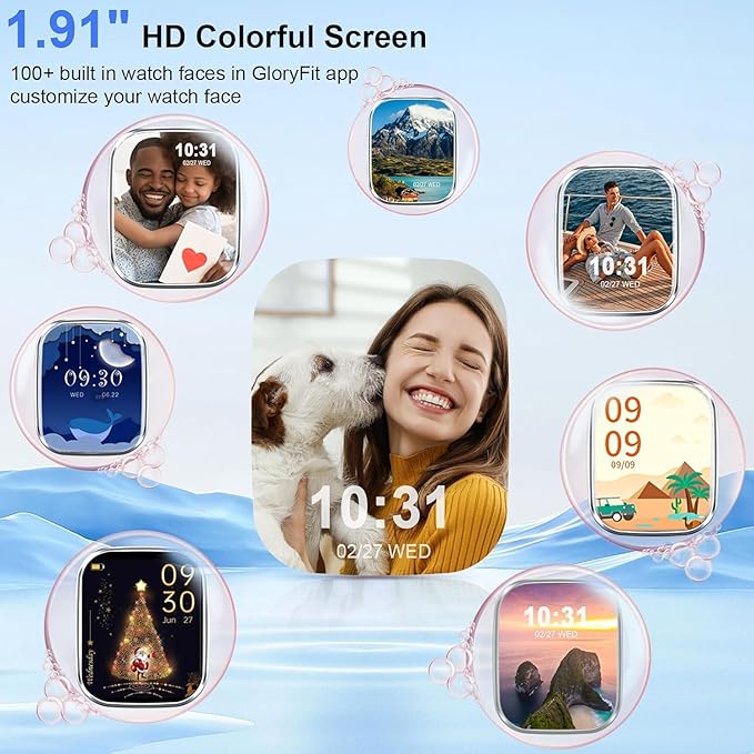 Smart Watch, 1.91"Smartwatch for Men Women (Answer/Make Call), Fitness Tracker with 100+ Sport Modes, IP68 Waterproof, Heart Rate/Sleep Monitor, Activity Tracker for Android iOS Silver Pearl White