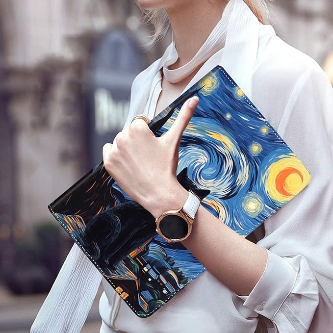 Case for Galaxy Tab A9 Plus ， Auto Sleep/Wake Multi-Angle Viewing Slim Folio Stand Cover for Samsung Galaxy Tab A9+/A9 Plus 11 Inch 2023 (SM-X210/X216/X218), The Starry Night Black Cat