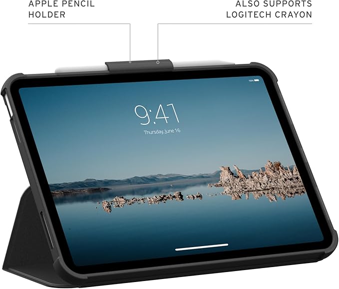 URBAN ARMOR GEAR UAG Designed for iPad A16 Case 11" 11th Gen 2025, 10.9" 10th Gen 2022 (A3354 A3355) Plyo LT - Armor Shell Folio Cover with Adjustable Kickstand & Pencil Holder, Ice/Black
