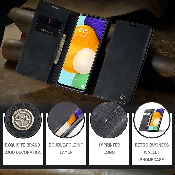 for Samsung Galaxy A40 Case, Flip Wallet Leather Case with Card Holder Magnetic Closure Shockproof Kickstand Protective Phone Cases Cover for Samsung A40,Black