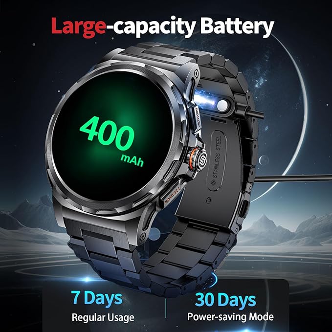 LIGE Military Smart Watch for Men(Answer/Make Call),1.43" HD AMOLED Rugged Smartwatch for iPhone Android Phone,Fitness Watch,Black Sport Watch with 120+ Sport Modes/5ATM Waterproof