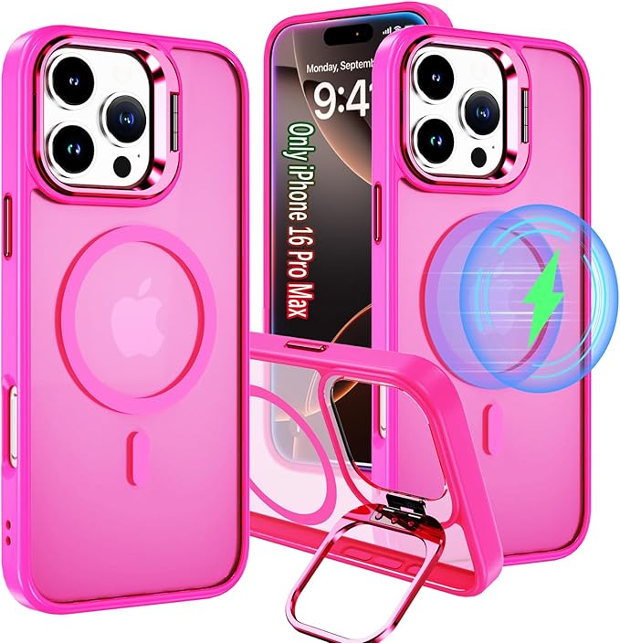 for iPhone 16 Pro Max Case Magnetic for 16 ProMax, [Compatible with Magsafe] [Supports Wireless Charging] Slim Magnetic Case for iPhone 16 Pro Max, Pink