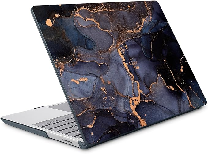 Tuiklol Case for 12.4 Inch Microsoft Surface Laptop Go 3/2 / 1 2023-2020 Releases, Plastic Hard Shell Case with Screen Protector and Keyborad Cover +Dust Plugs Model 2013/1943, Black Marble