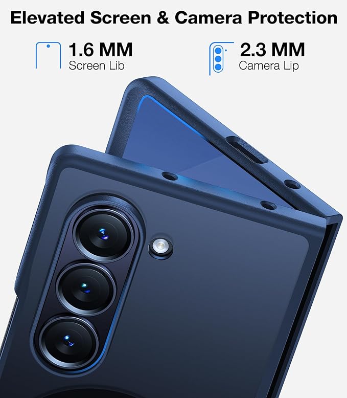 TORRAS Blue for Samsung Galaxy Z Fold 6 Case(ONLY), [Compatible with MagSafe] [Only Daily Protection] Shockproof Translucent Hard Back Slim Phone Case ONLY for Z Fold 6,Blue