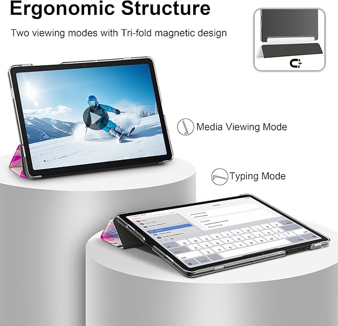 DONGKE Case for Samsung Galaxy Tab A9+/A9 Plus 11 inch 2024 2023 (SM-X210/X216/X218), Slim Stand Hard PC Translucent Back Shell Smart Cover, Auto Wake/Sleep - Floral Artistic