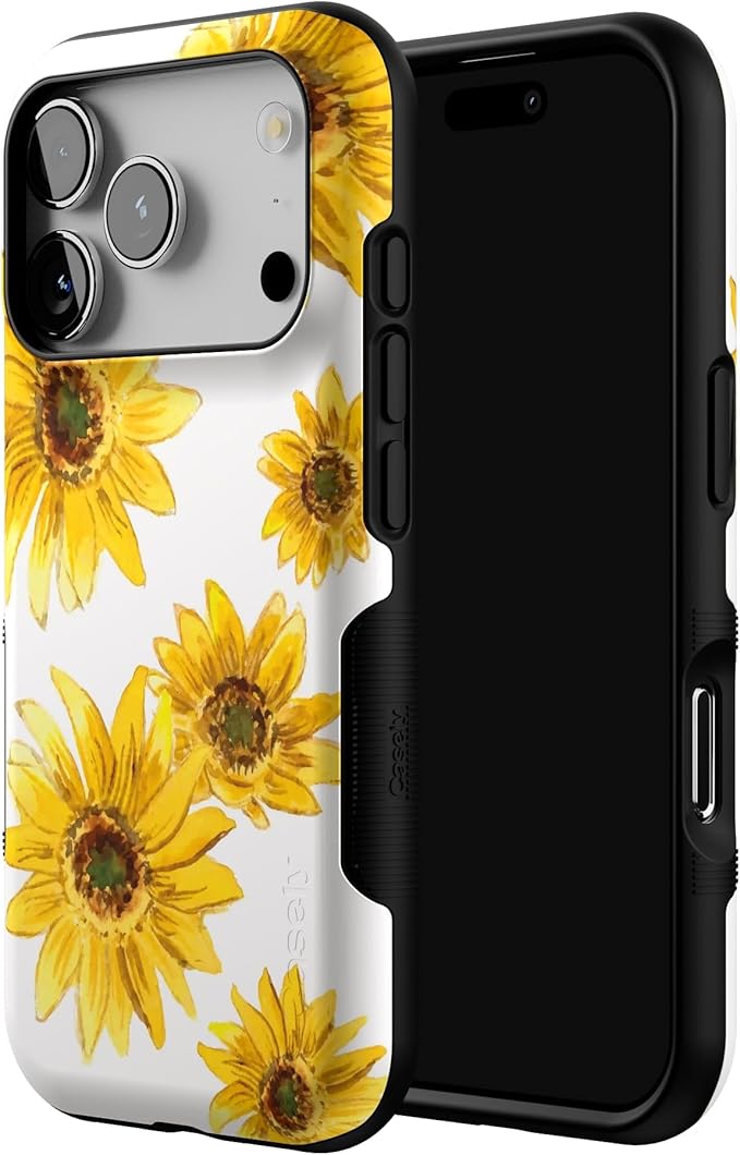 Casely iPhone 17 Pro Case | Golden Garden | Yellow Sunflower | Bold Protective Design | Compatible with MagSafe