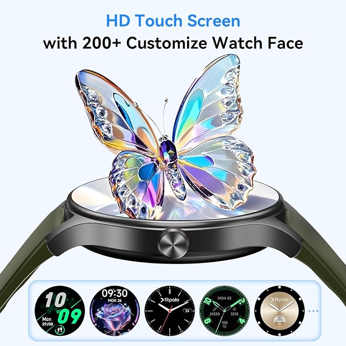 Smart Watches for Men/Women, 40mm HD Smartwatch Fitness Tracker with Bluetooth Calls (Make/Answer), Heart Rate/SpO2/Sleep Monitor, 7 Days Battery, IP68 Waterproof - Green