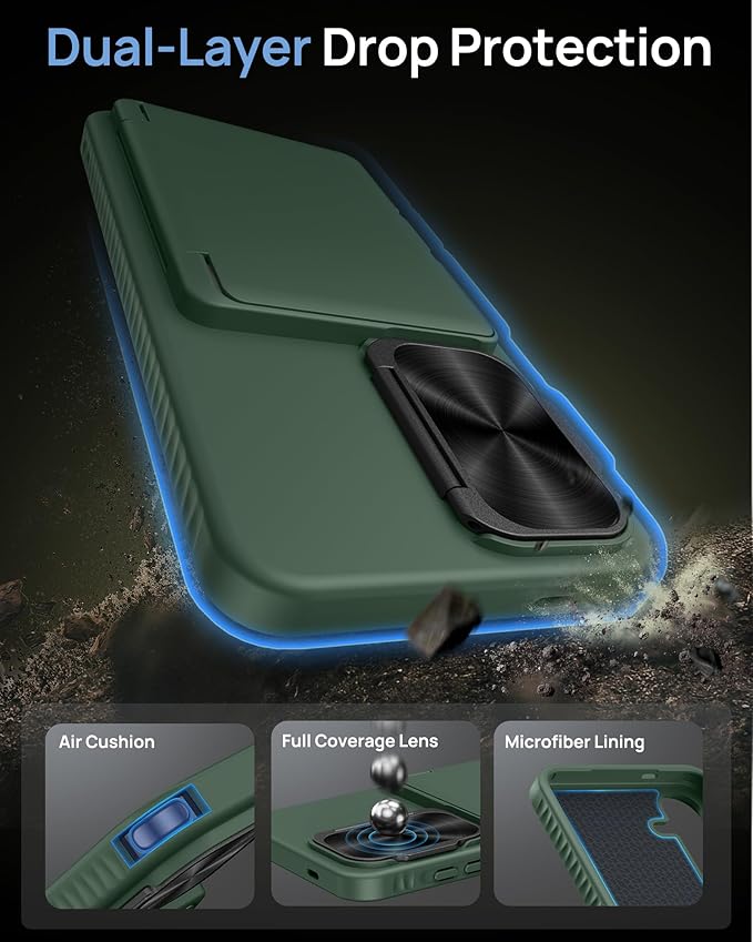 for Samsung Galaxy S25 Case Wallet with Stand, Built-in Card Holder & Camera Cover, Military Grade Drop Protection Shockproof Rugged Protective Wallet Phone Case for Samsung S25 5G 2025, Green