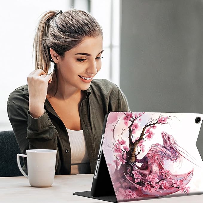 Case for Galaxy Tab A9 Plus ， Auto Sleep/Wake Multi-Angle Viewing Slim Folio Stand Cover for Samsung Galaxy Tab A9+/A9 Plus 11 Inch 2023 (SM-X210/X216/X218), Pink Dragon