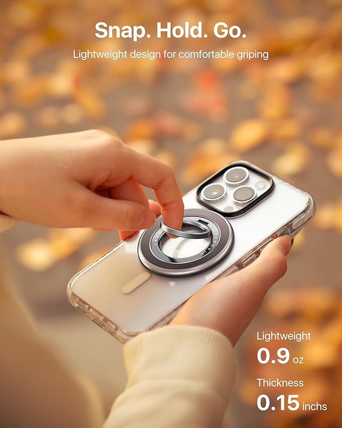 andobil 2025 3rd Gen Magnetic Phone Grip for MagSafe [360° Rotatable & Ultra-Stable] Two-Sided Magnet Cell Phone Ring Holder Compatible with MagSafe Accessories, iPhone 17 Air 16 15 14 13 12 Pro Max