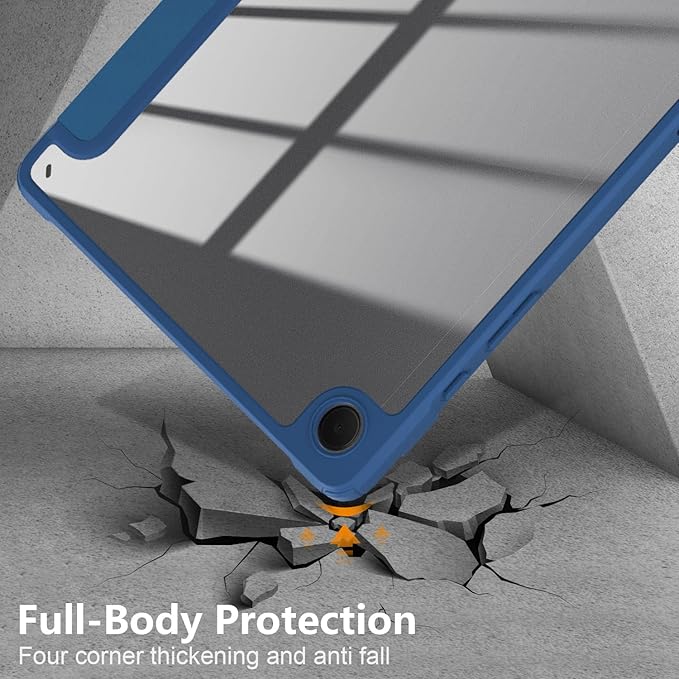 Case for Galaxy Tab A9+/A9 Plus 11 inch 2024,Shockproof Cover with Clear Transparent Back Shell Case for (SM-X210/X215/X216) Auto Wake/Sleep Function,Dark Blue