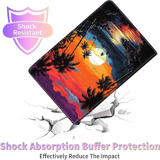 Case for Galaxy Tab A9 Plus ， Auto Sleep/Wake Multi-Angle Viewing Slim Folio Stand Cover for Samsung Galaxy Tab A9+/A9 Plus 11 Inch 2023 (SM-X210/X216/X218), Retro Beach Sunset