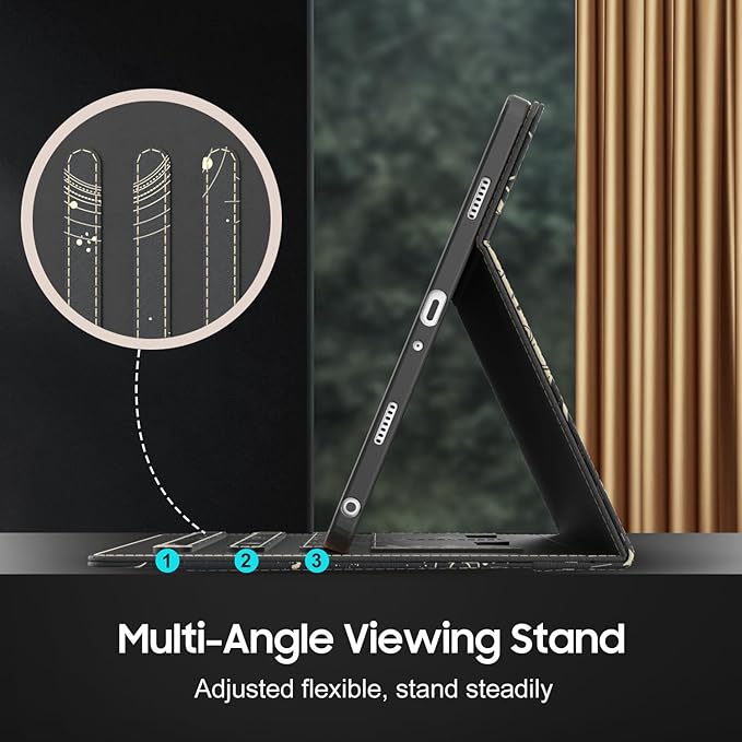 OKP Case for Samsug Galaxy Tab A9+ Plus 11 inch 2024(SM-X210/X216/X218), PU Leather Folio Cover with Multi-Angle Stand//Pen Holder, Auto Wake/Sleep Case for Galaxy A9+ 11" Tablet (Sun/Moon)