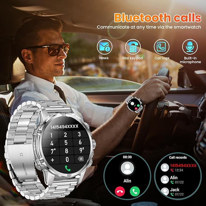 Indestructible Military Smart Watches for Men (Answer/Make Call) 1.85 Amoled IP67 Waterproof Smartwatch with Flashlight 129 Sports Mode Fitness Tracker 100 Days Battery for Android iPhone Silver