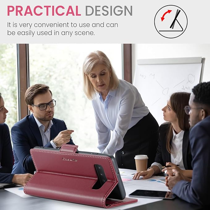 Case for Samsung Galaxy S10 Plus Wallet Case, RFID Blocking PU Leather Flip Folio Cover Card Holder Kickstand Shockproof Phone Case Compatible with Samsung Galaxy S10 Plus, Red