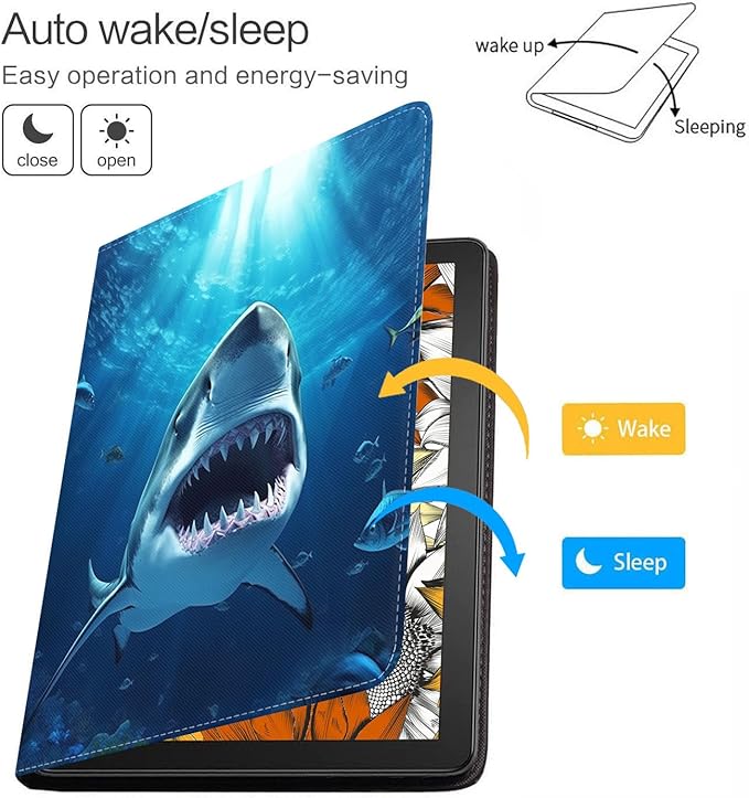 Case for Samsung Galaxy Tab A9 Plus 11 Inch 2023 Model (SM-X210/X216/X218), Slim Lightweight PU Leather Stand Cover with Auto Wake/Sleep, Great White Shark
