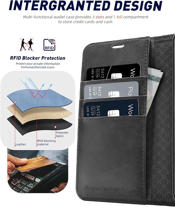 OCASE Compatible with Galaxy S24 5G Wallet Case, PU Leather Flip Folio Case with Card Holders RFID Blocking Kickstand [Shockproof TPU Inner Shell] Phone Cover (2024), Graphite