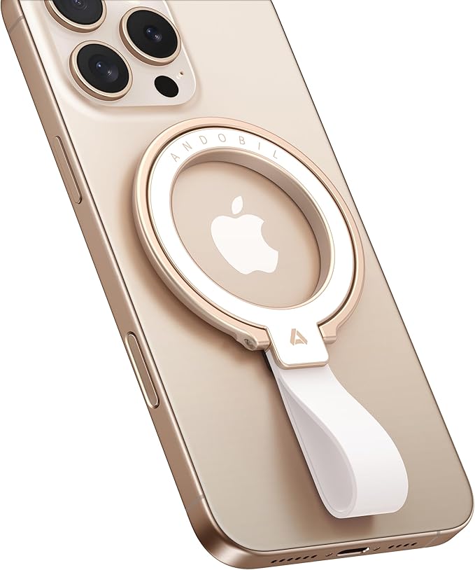 andobil [2025 Unrivaled Stability] Magnetic Phone Grip Holder for MagSafe Ring Stand Holder Kickstand Compatible with MagSafe Accessories for iPhone 17 Air 16 Pro Max Plus 15/14/13/12&Android,Rosegold