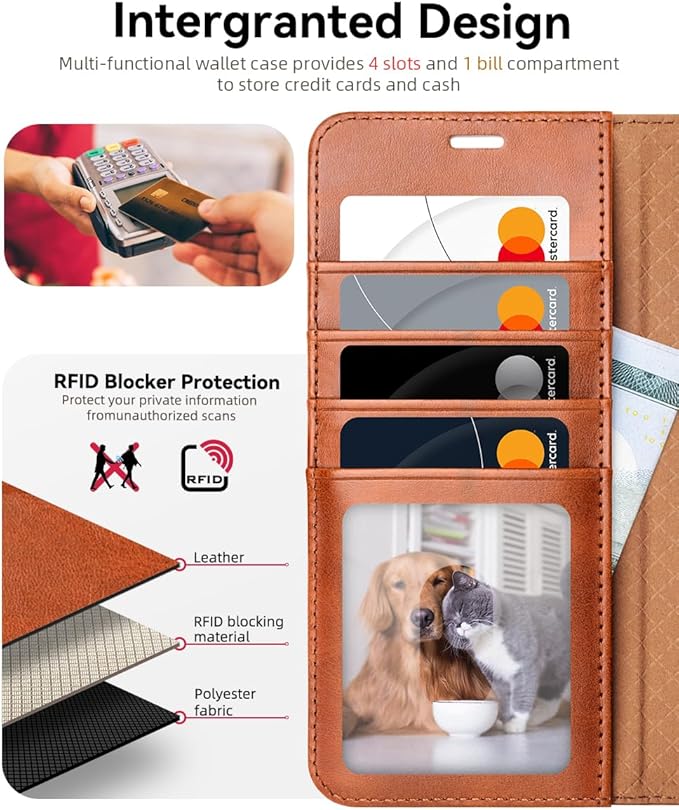 OCASE Compatible with Galaxy S25 Plus Wallet Case, PU Leather Flip Folio Case with Card Holders RFID Blocking Kickstand [Shockproof TPU Inner Shell] Protective Phone Cover 6.7 Inch 2025, Retro Brown