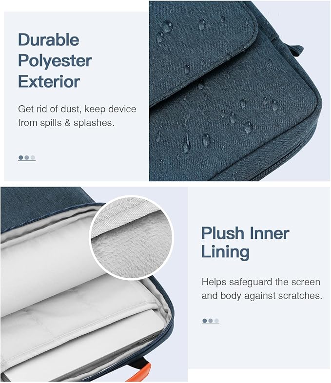 MoKo 13.3-14 Inch Laptop Sleeve Bag Fits Macbook Pro 13" M2 2022/Pro M1 Pro/M1 Max 14.2 2021, Macbook Air 13.6" M2 2022, Tab S8 Ultra 14.6", Handle Carrying Case with Shoulder Strap, Indigo