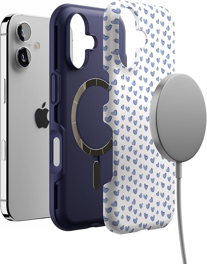 Casely iPhone 17 Case | Lovebug | Blue Hearts | Bold Protective Design | Compatible with MagSafe