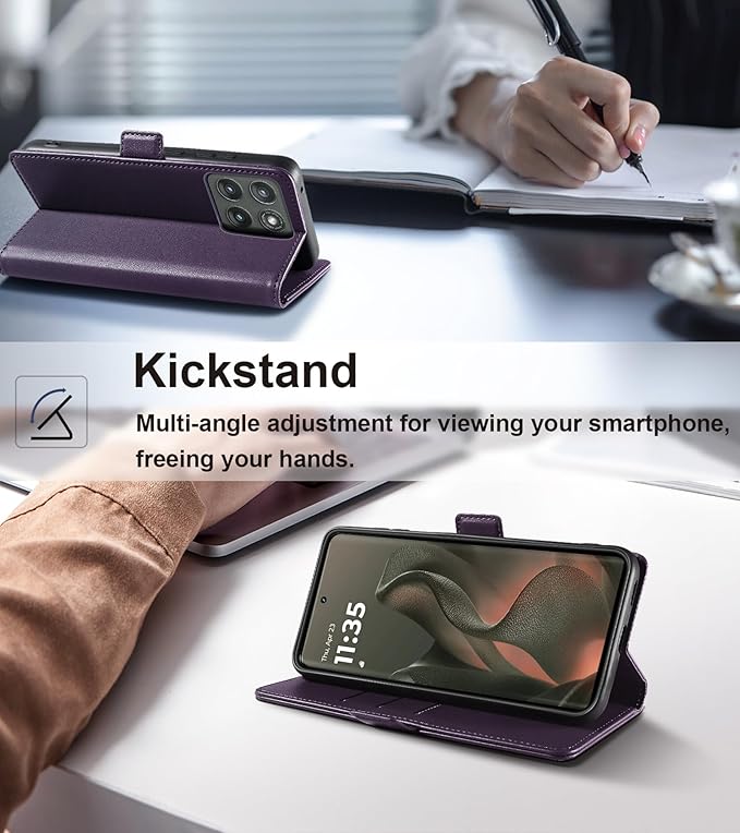 Wallet Flip Case for Motorola Edge (2025) - [RFID Blocking] Luxury PU Leather Card Holder Magnetic Phone Cover with Kickstand,Shockproof Protective Case,Purple