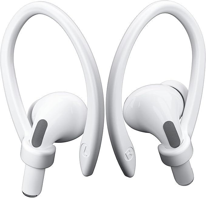 2 Pairs AirPods Ear Hooks for AirPods Pro 3, AirPods Pro 2, AirPods Pro, AirPods 4, 3, 2 & 1, Upgraded Anti Slip Sports Clip Hooks for AirPods 1, 2, 3, 4,Pro, Pro 2, Pro 3 – White