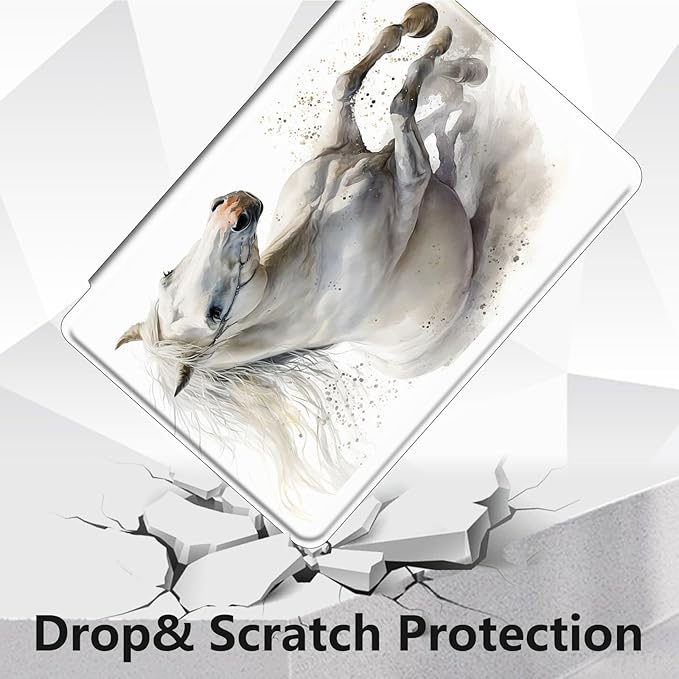 Case for Lenovo Tab P11 Plus Case 2021 (TB-J616F / J616X), 360 Degree Rotating Folding Stand,with Auto Sleep/Wake Case for Lenovo Tab P11 11” 2020 (TB-J606F TB-J606X),Cool Animal Horse White